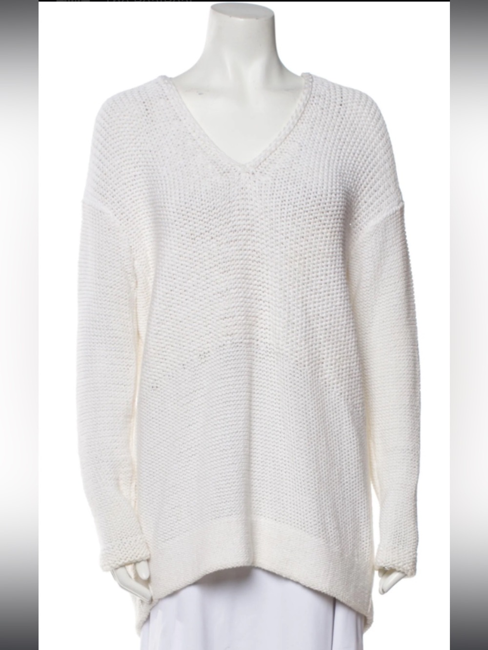 Helmut Lang Cream V-Neck Knit Sweater